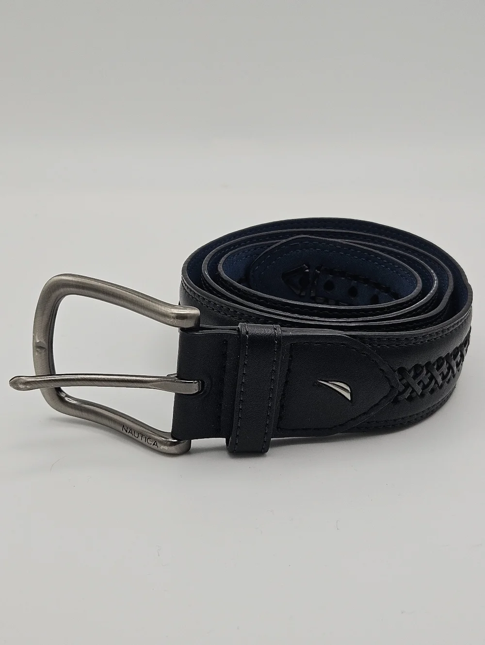 Nautica black faux leather belt size 32
